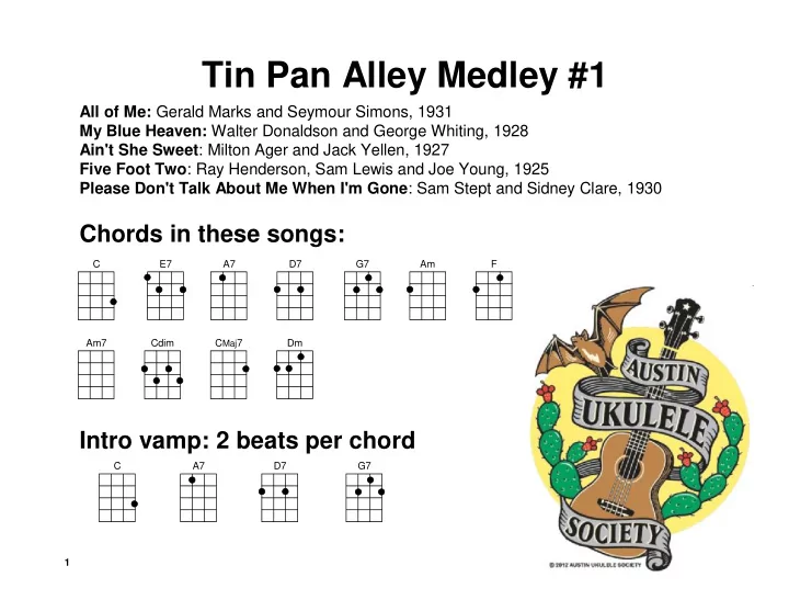 tin pan alley medley 1