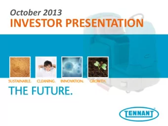 INVESTOR PRESENTATION  Safe Harbor Statement This presentation contains certain statements that are