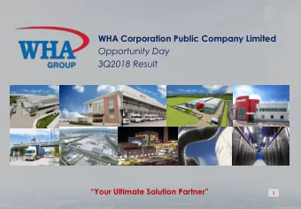 Your Ultimate Solution Partner  1 WHA Group Disclaimers  The information contained in this