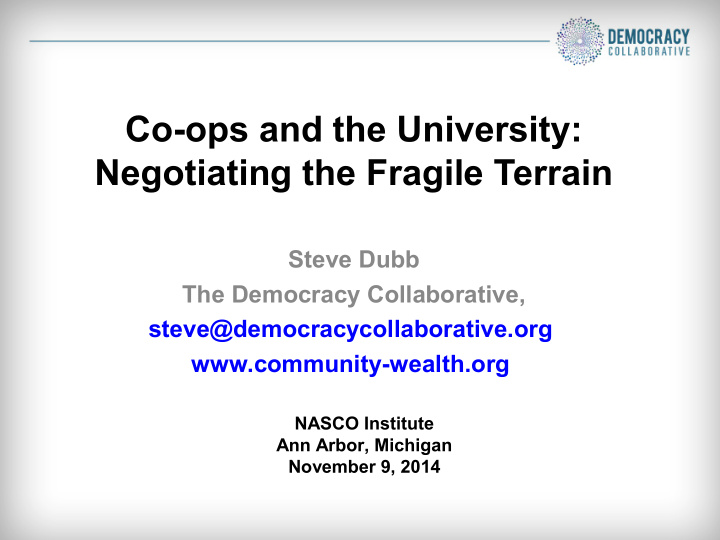 co ops and the university negotiating the fragile terrain