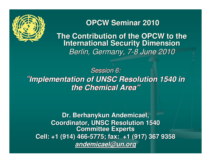 implementation of unsc resolution 1540 in the chemical