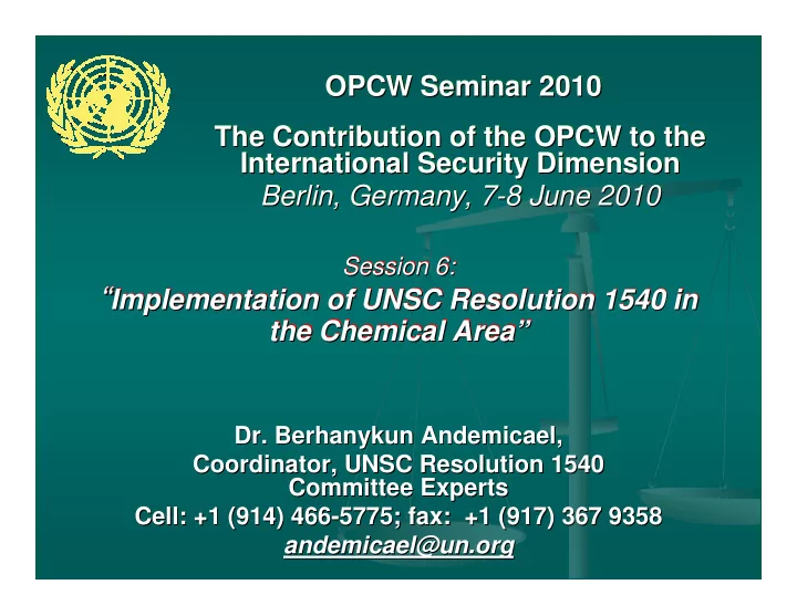 implementation of unsc resolution 1540 in the chemical