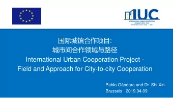 International Urban Cooperation Project -  Field and Approach for