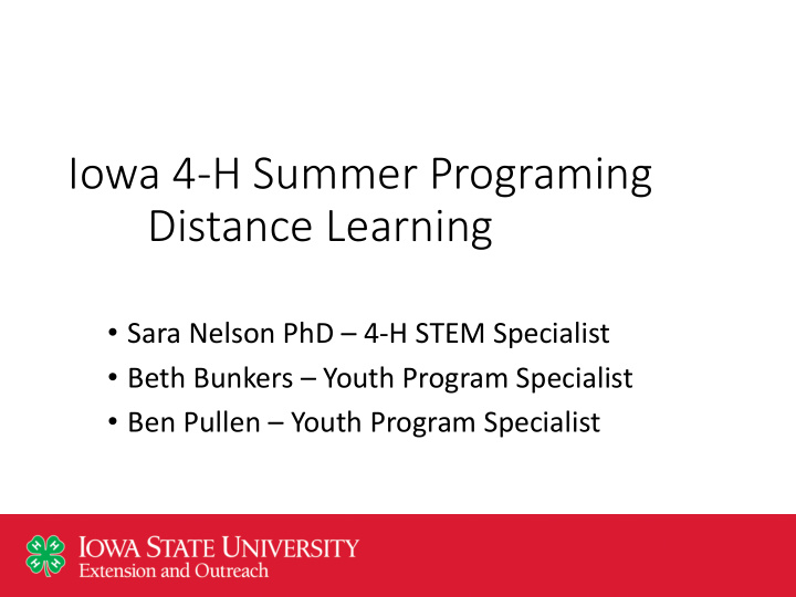 iowa 4 h summer programing distance learning