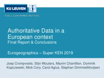 European context  Final Report &amp; Conclusions Eurogeographics  Super KEN 2019  Joep