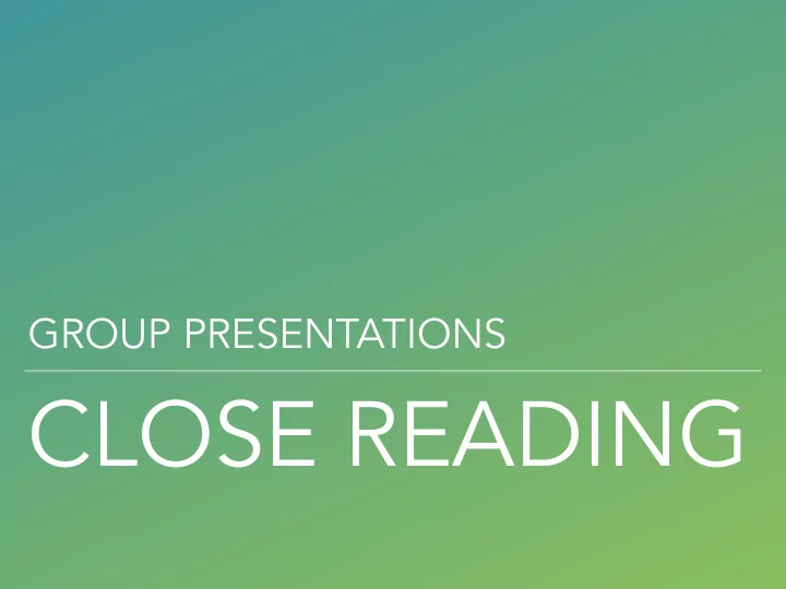 close reading