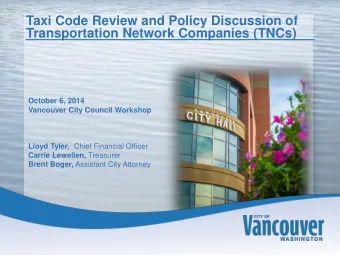 Presentation Title  Transportation Network Companies (TNCs)  Subtitle (optional)  Date  October 6,