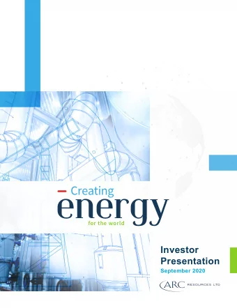 energy  for the world  Investor  Presentation  September 2020  Advisory Statements  Forward-looking