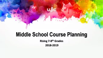 Middle School Course Planning Rising 7-8 th Grades  2018-2019  Welcome!  Upcoming Opportunities