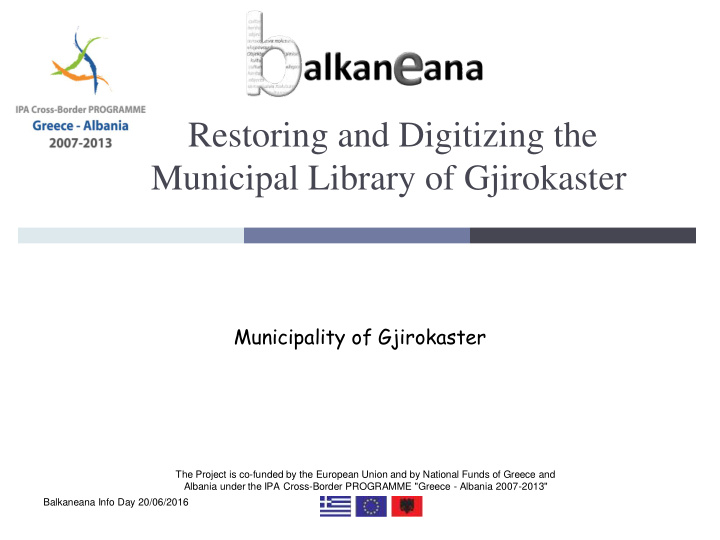 restoring and digitizing the municipal library of