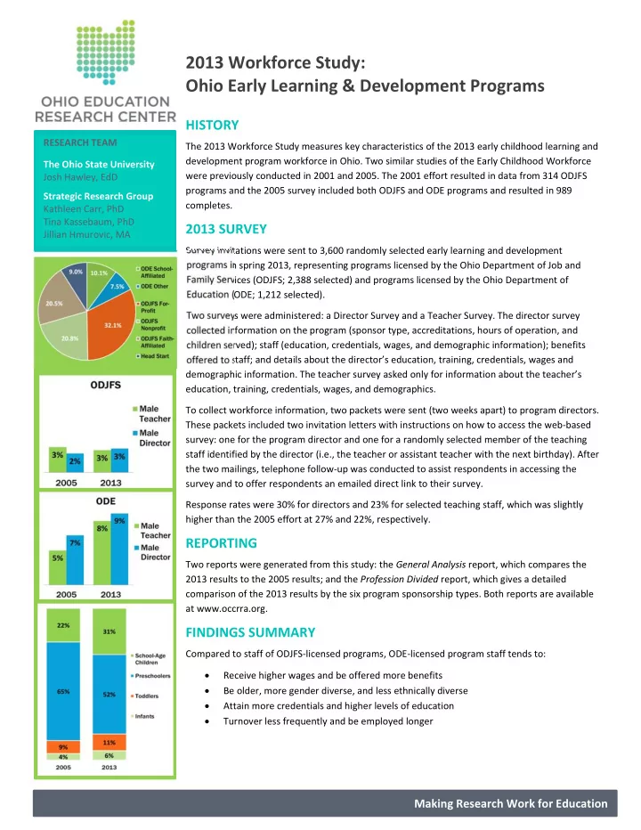 2013 workforce study ohio early learning development
