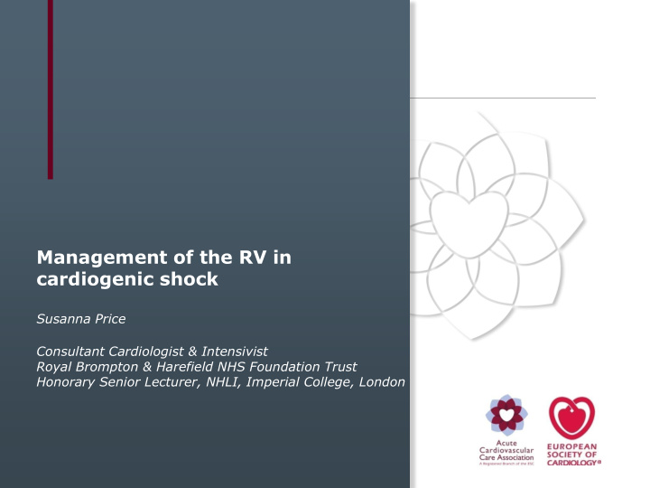 management of the rv in cardiogenic shock