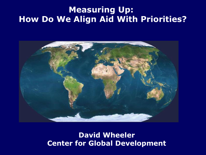 measuring up how do we align aid with priorities