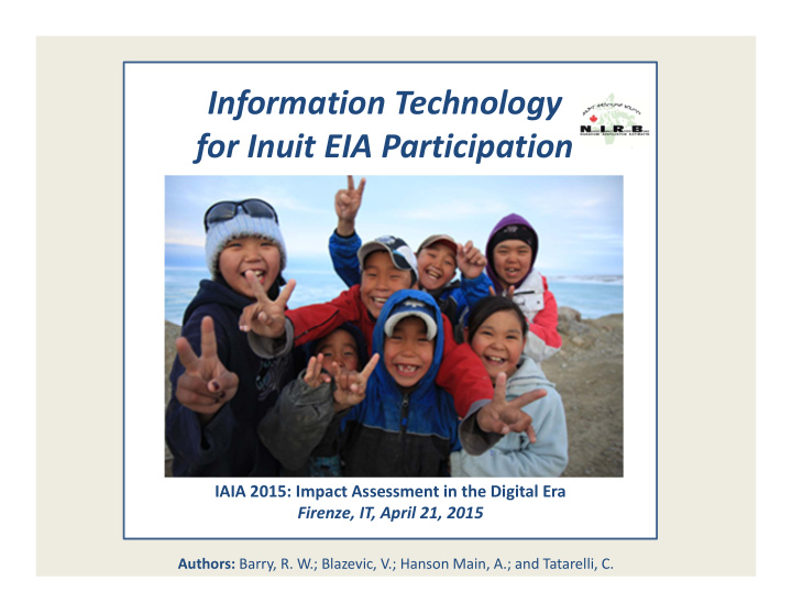 information technology for inuit eia participation