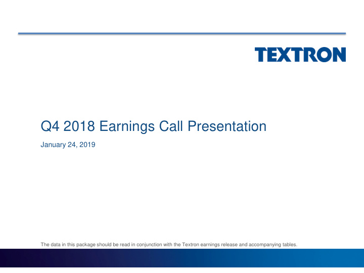 q4 2018 earnings call presentation