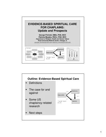 EVIDENCE-BASED SPIRITUAL CARE  FOR CHAPLAINS:  Update and Prospects  George Fitchett, DMin, PhD,