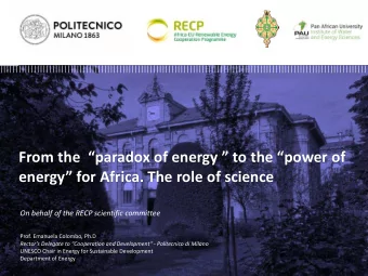 From the  paradox of energy  to the power of energy for Africa. The role of science  On