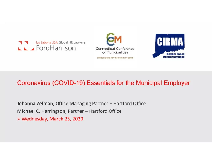 coronavirus covid 19 essentials for the municipal employer