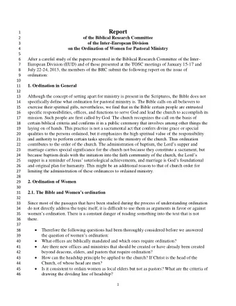 Report  1  2  of the Biblical Research Committee  3  of the Inter-European Division  4  on the