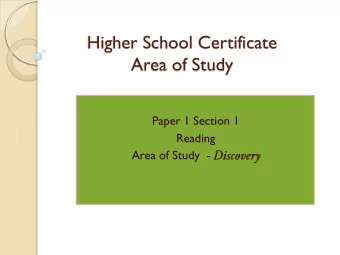 Area of Study  Paper 1 Section 1  Reading  Area of Study  -  The focus of this presentation  This