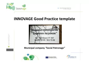 INNOVAGE Good Practice template Municipal company  Social Patronage   Municipal company