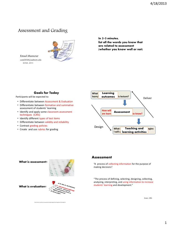 assessment and grading
