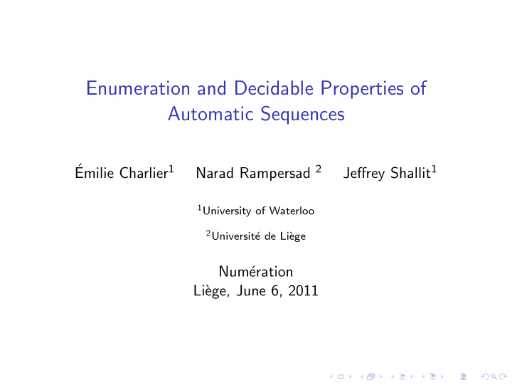 enumeration and decidable properties of automatic