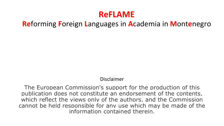 disclaimer the european commission s support for the