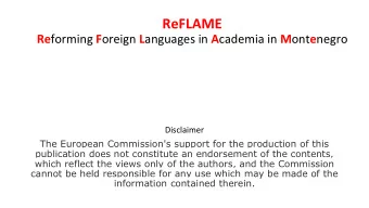 Disclaimer  The European Commission's support for the production of this  publication does not