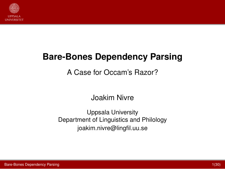 bare bones dependency parsing