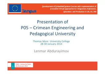 Presentation of  P05  Crimean Engineering and  Pedagogical University  Thomas More  University