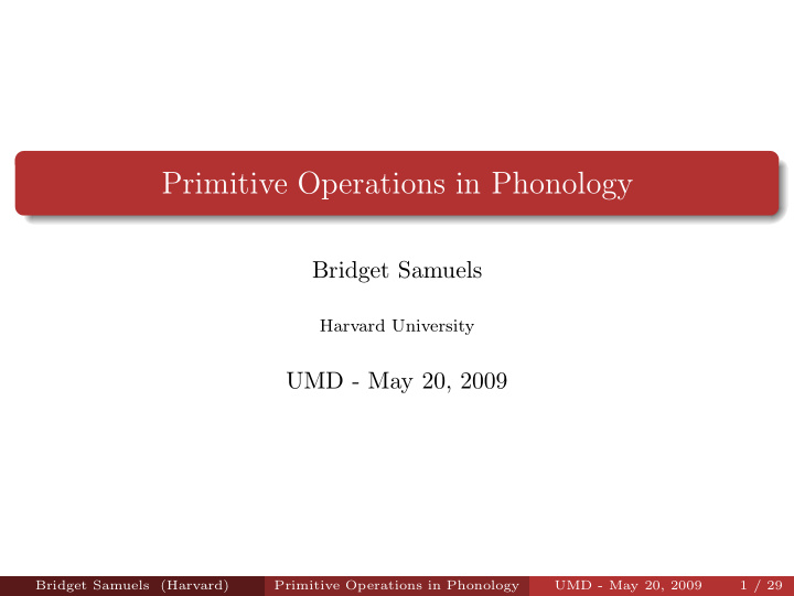 primitive operations in phonology