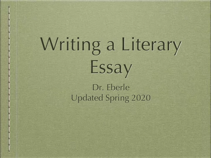 writing a literary essay