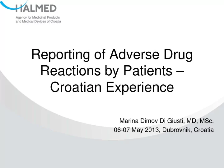 reporting of adverse drug reactions by patients croatian