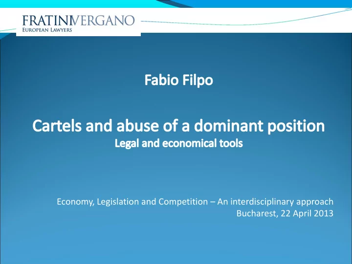 economy legislation and competition an interdisciplinary