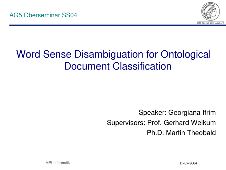 word sense disambiguation for ontological document