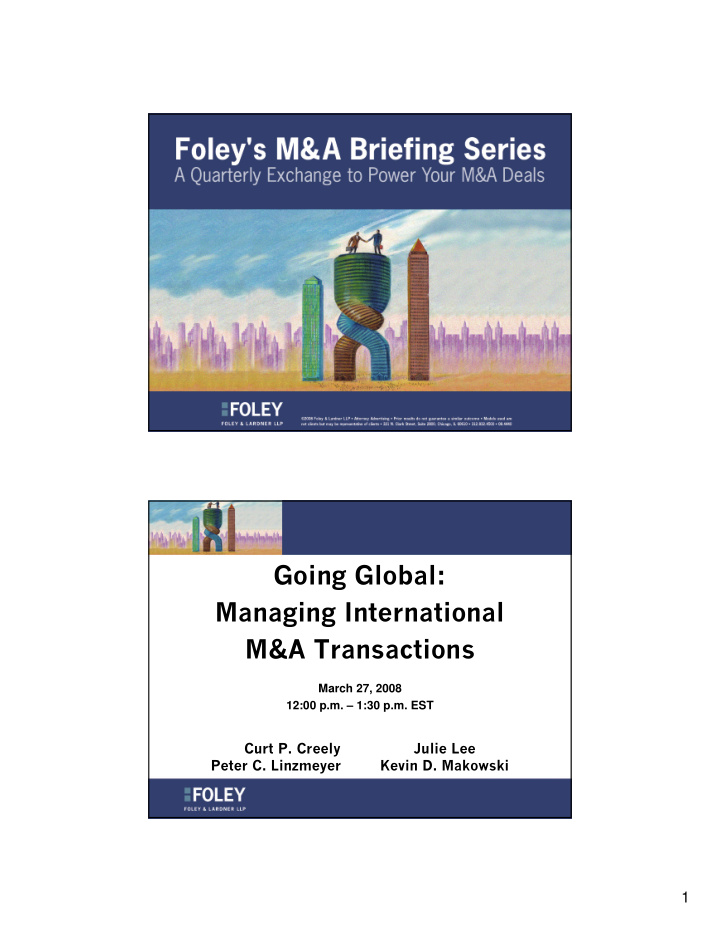 going global managing international m a transactions