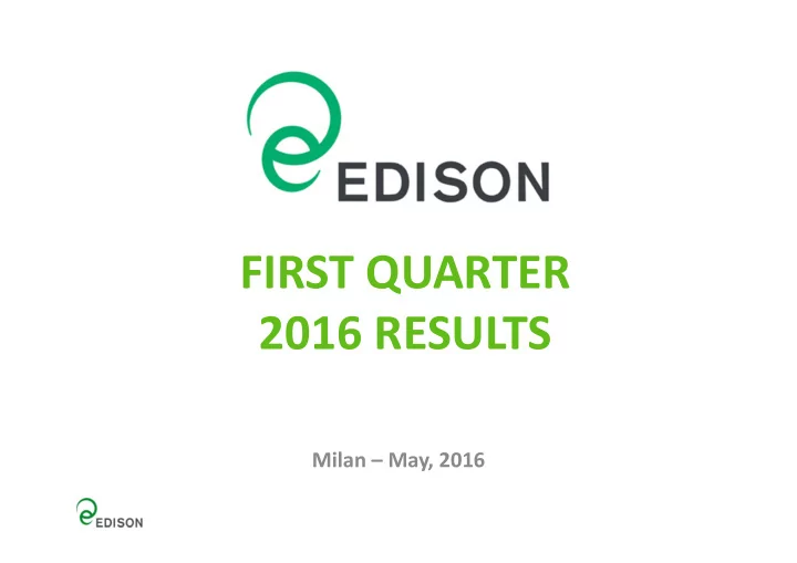 first quarter 2016 results