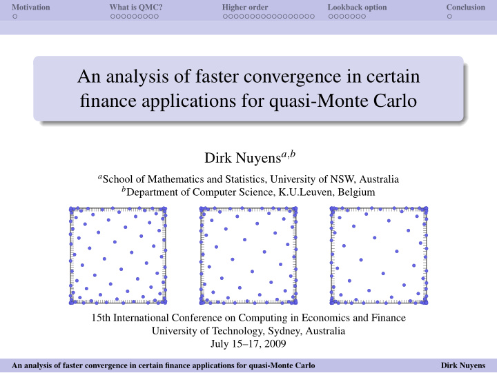 an analysis of faster convergence in certain finance