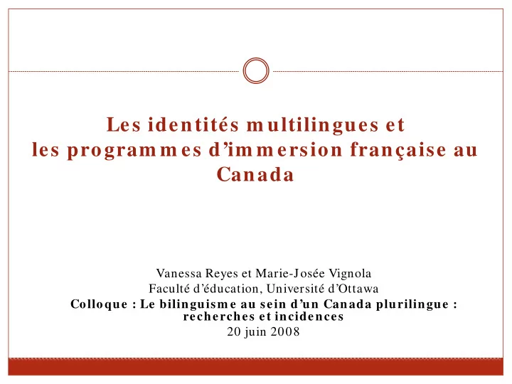 les identit s m ultilingues et les program m es d im m