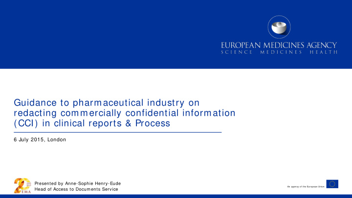 guidance to pharmaceutical industry on redacting