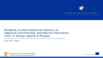 Guidance to pharmaceutical industry on  redacting commercially confidential information  (CCI) in