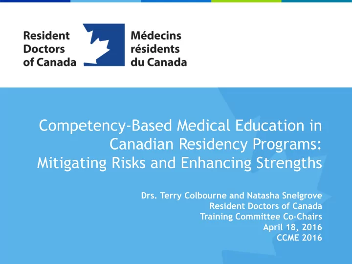 canadian residency programs