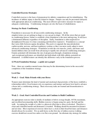 Controlled Exercise Strategies  Controlled exercise is the basis of preparation for athletic