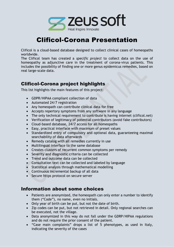 clificol corona presentation clificol is a cloud based