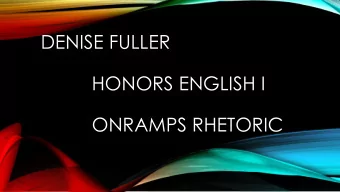 ONRAMPS RHETORIC  A LITTLE ABOUT ME  Hi all! I am an Azle High School grad  (class of 1992), and