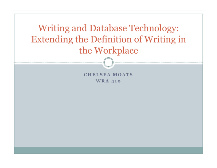 writing and database technology extending the definition