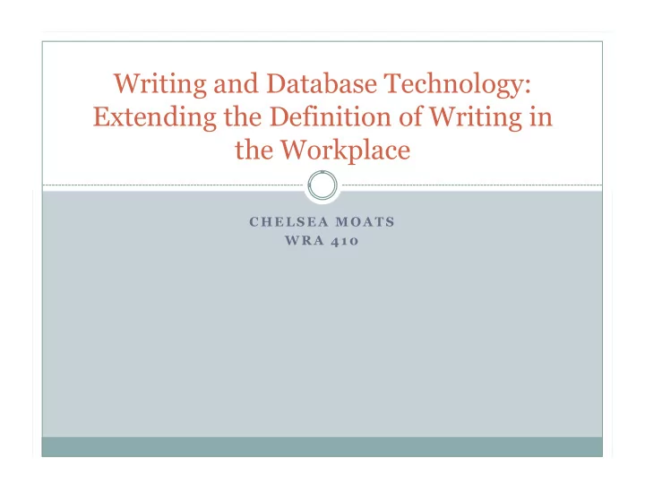 writing and database technology extending the definition