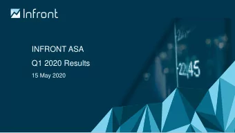 INFRONT ASA  Q1 2020 Results  15 May 2020  Disclaimer  This Presentation might include certain