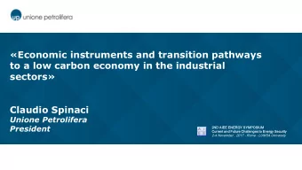 to a low carbon economy in the industrial  sectors  Claudio Spinaci  Unione Petrolifera